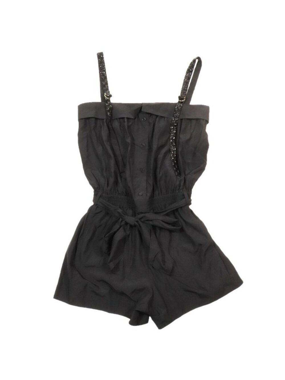 Louis Vuitton Damier Strap Silk Camisole Jumpsuit Shorts Black 38